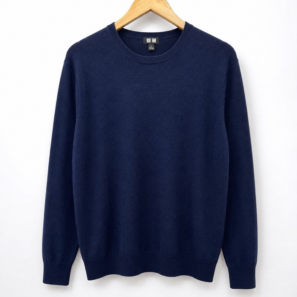 Uniqlo Cashmere Crewneck Sweater Navy Blue Men's Large Soft Knit